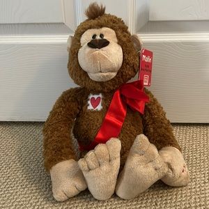Singing Heart Stuffed Monkey